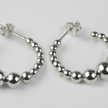 Sterling Silver Ball Hoop Earrings
